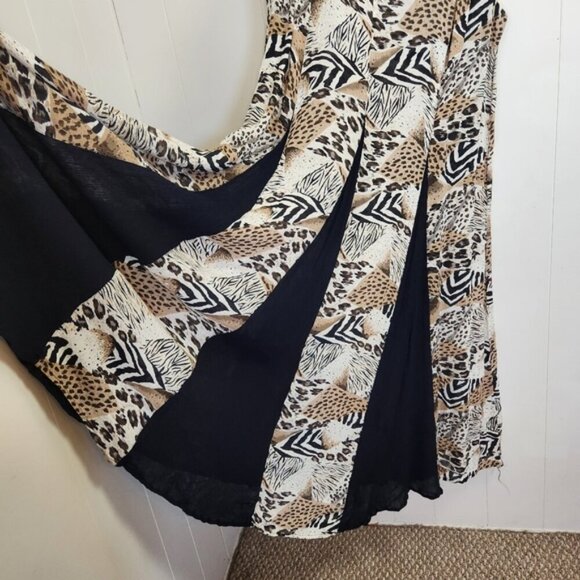 Vintage 90s Leopard Animal Print Maxi Dress Sleeveless Witchy 1990s Plus Size 3X - Picture 5 of 12
